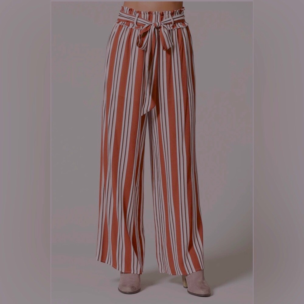 🆕 Striped Wide-Leg Pants / Rust (P1311V-B6)